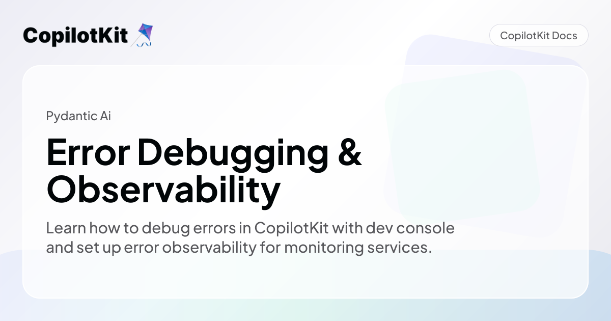 Error Debugging & Observability